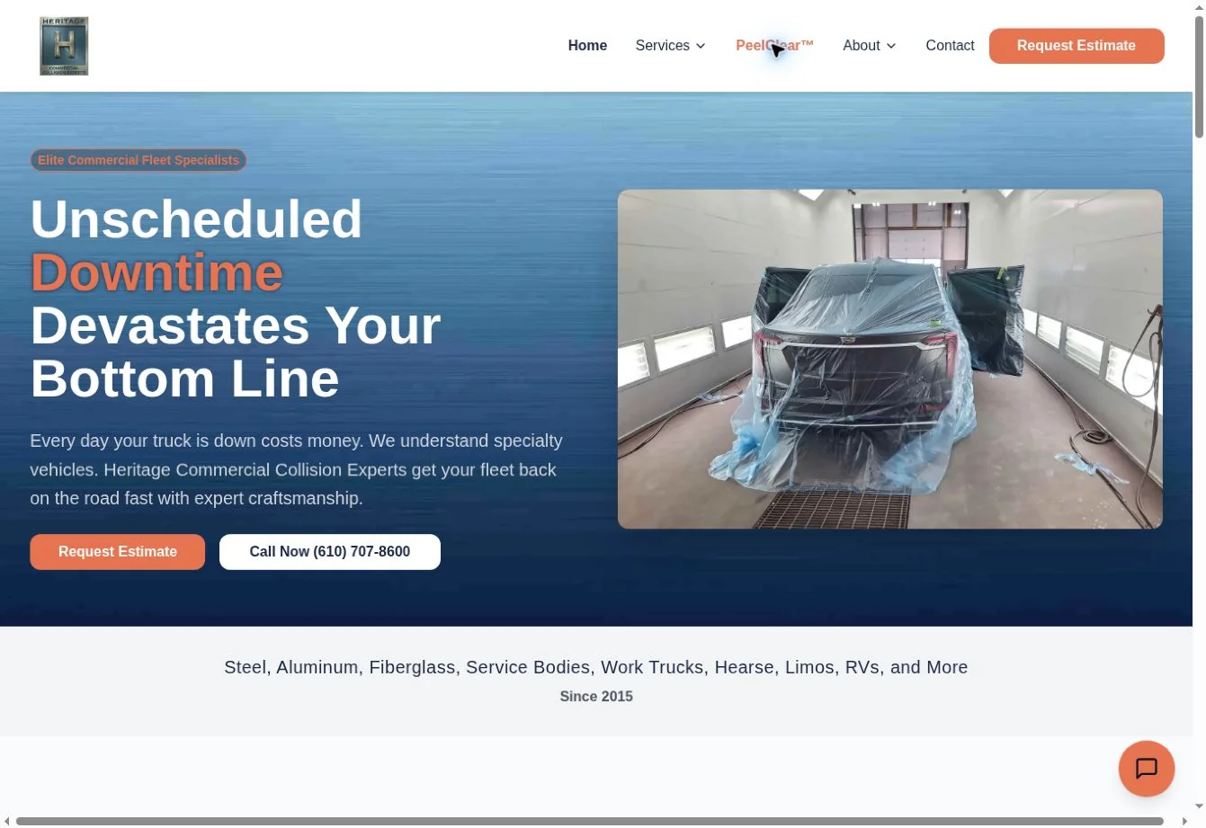 Heritage Collision website homepage