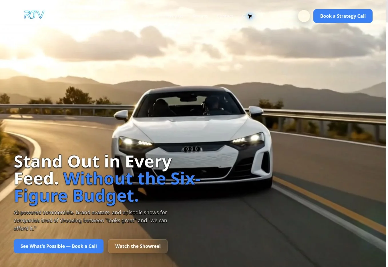 RTV AI Studios website homepage