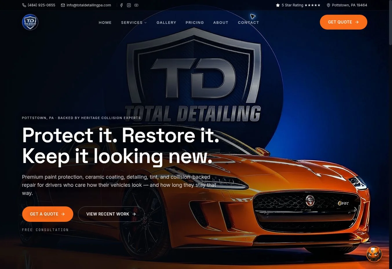Total Detailing website homepage