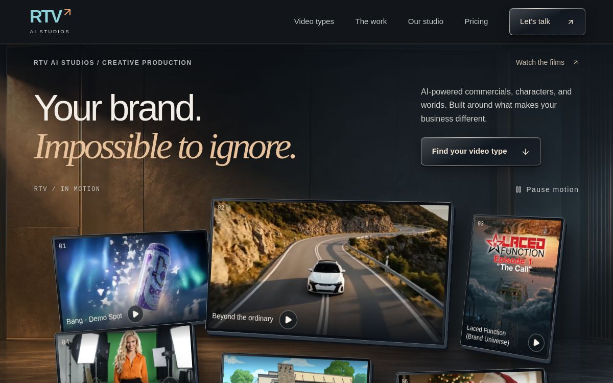 RTV AI Studios website design preview